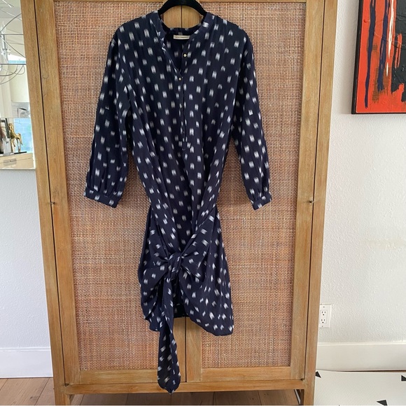 Ulla Johnson Blue White Indigo Ikat Print Corsica Dress - Picture 3 of 10